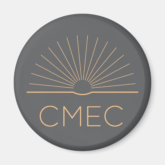 CMEC Fridge Magnet - gray with peach logo (Front)