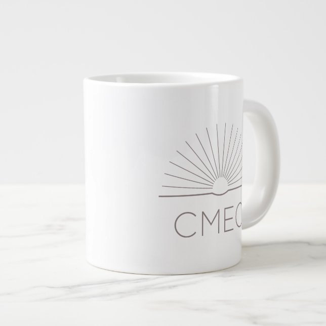 CMEC Jumbo Coffee Mug - 20 oz, white with gray (Front Right)