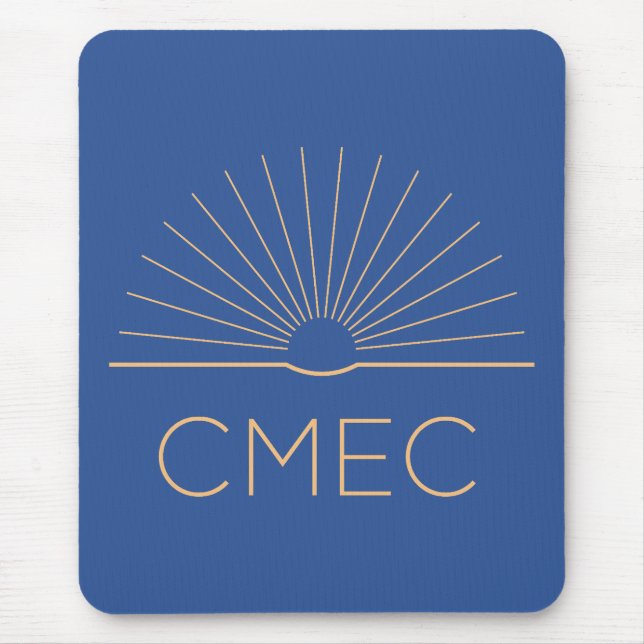 CMEC Mousepad - square, blue with peach logo (Front)