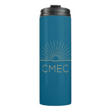 CMEC Thermal Travel Mug - 12 oz, blue and peach