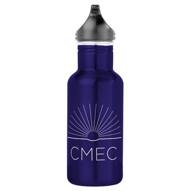 CMEC Water Bottle - 18 oz, blue with white logo (Right)