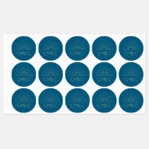 CMEC Waterproof Stickers - round, blue and peach