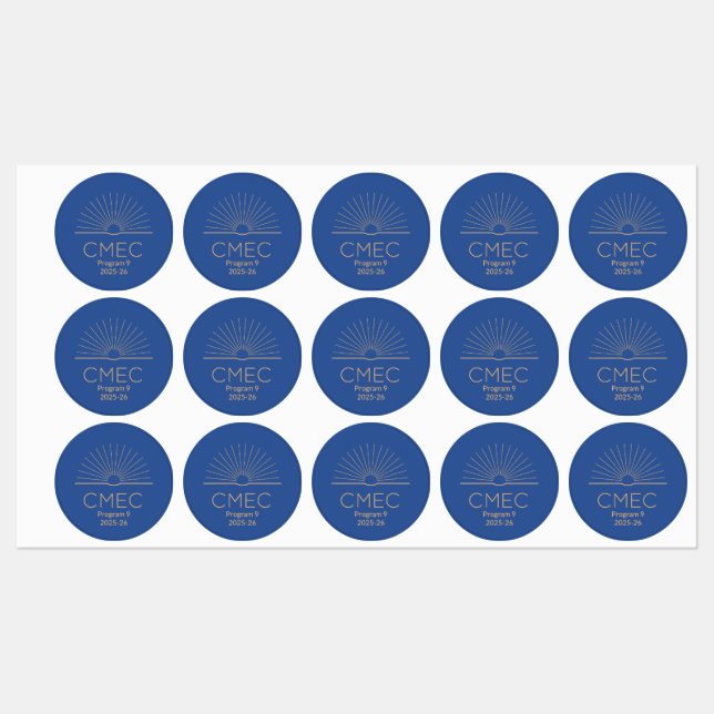 CMEC Waterproof Stickers - round, Program 9 (Sheet)