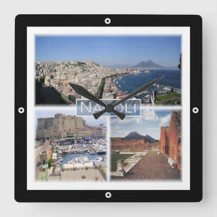 CMP030 NAPLES, MOUNT VESUVIUS, Italy, Ceramic Tile Square Wall Clock