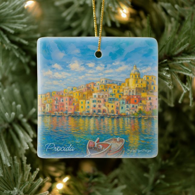 CMPa01 PROCIDA, MARINA GRANDE, Ceramic Ornament (Tree)