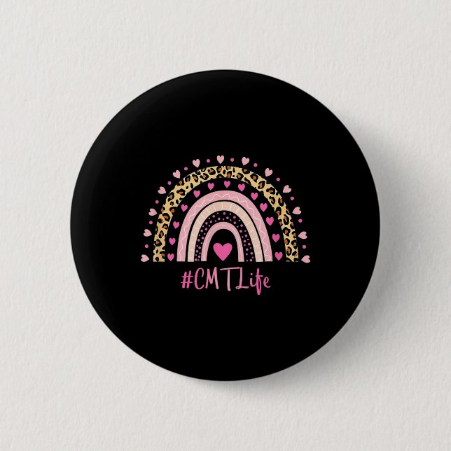 Cmt Nurse Leopard Print Boho Rainbow Nurse's Week  Button (Front)