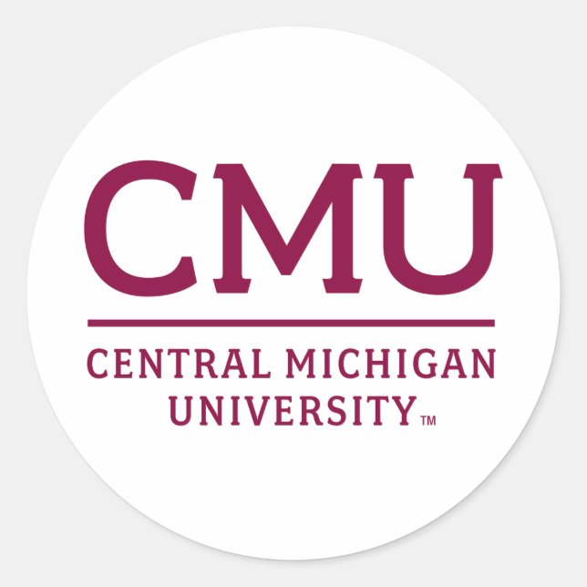 CMU Wordmark Classic Round Sticker (Front)