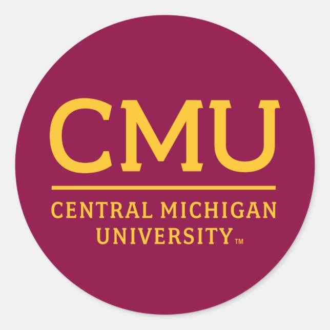 CMU Wordmark Classic Round Sticker (Front)