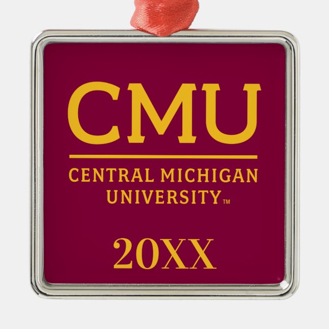 CMU Wordmark Metal Ornament (Front)
