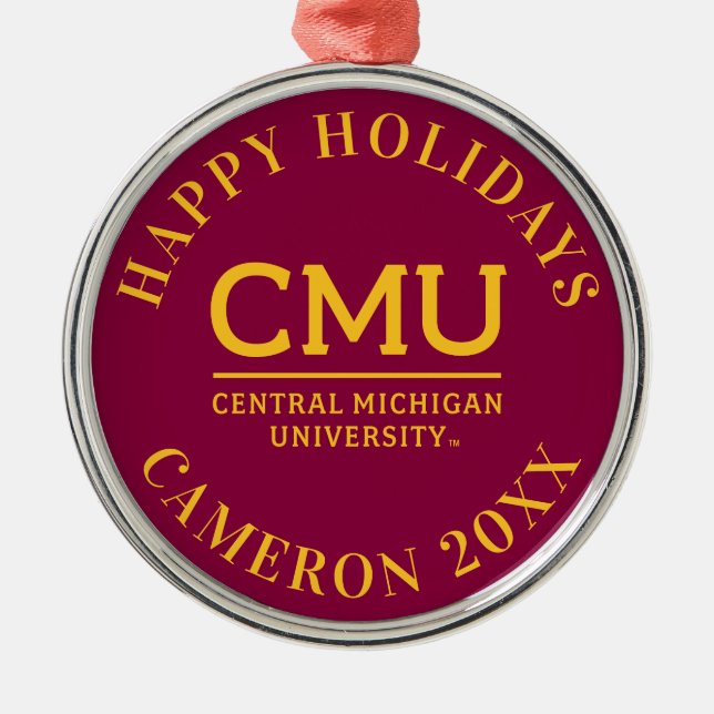CMU Wordmark Metal Ornament (Front)