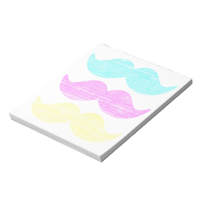 CMY Color Mustache Print Pattern Notepad (Rotated)