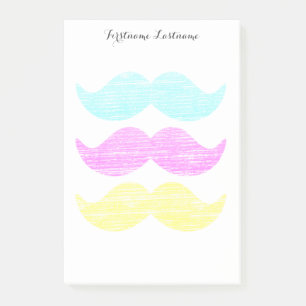 CMY Color Mustache Print Pattern Post-it Notes