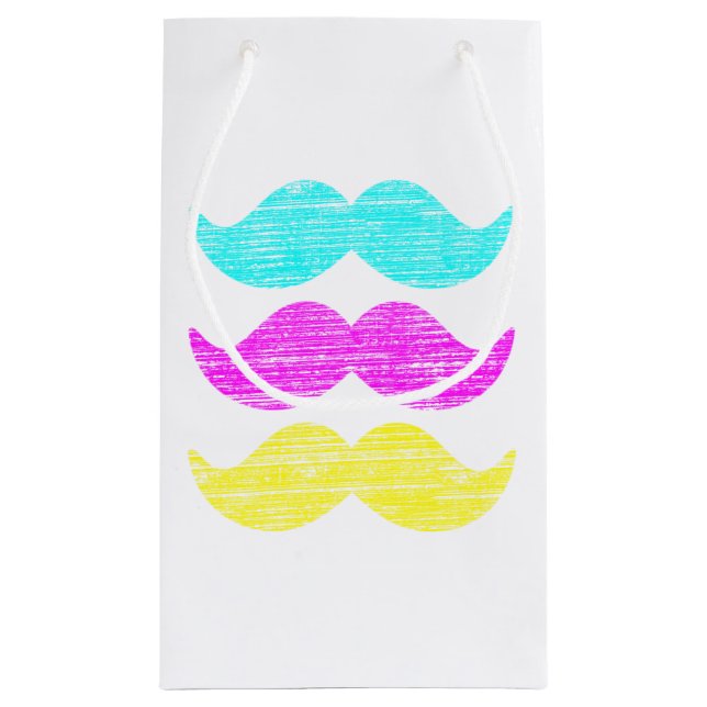 CMY Mustache Pattern Graphic Art Small Gift Bag (Back)