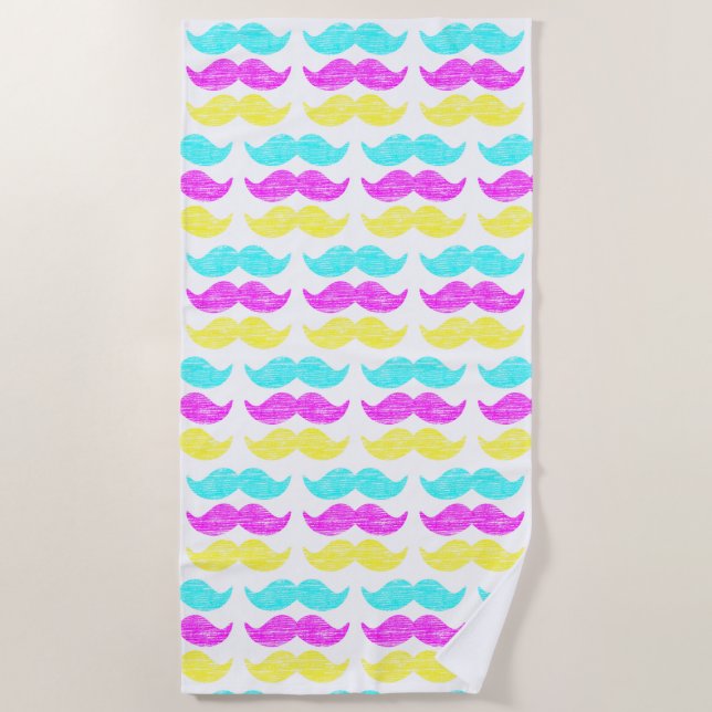 CMY Mustaches Beach Towel (Front)