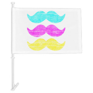 CMY Mustaches Car Flag