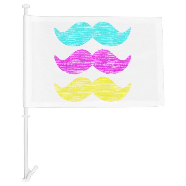 CMY Mustaches Car Flag (Front)
