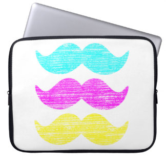 CMY Mustaches Colorful Printmaking Pattern Laptop Sleeve