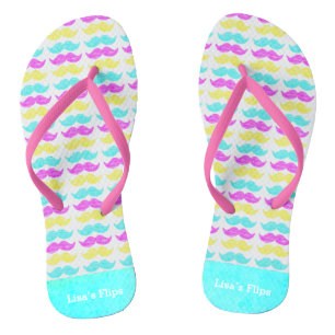 CMY Mustaches Flip Flops