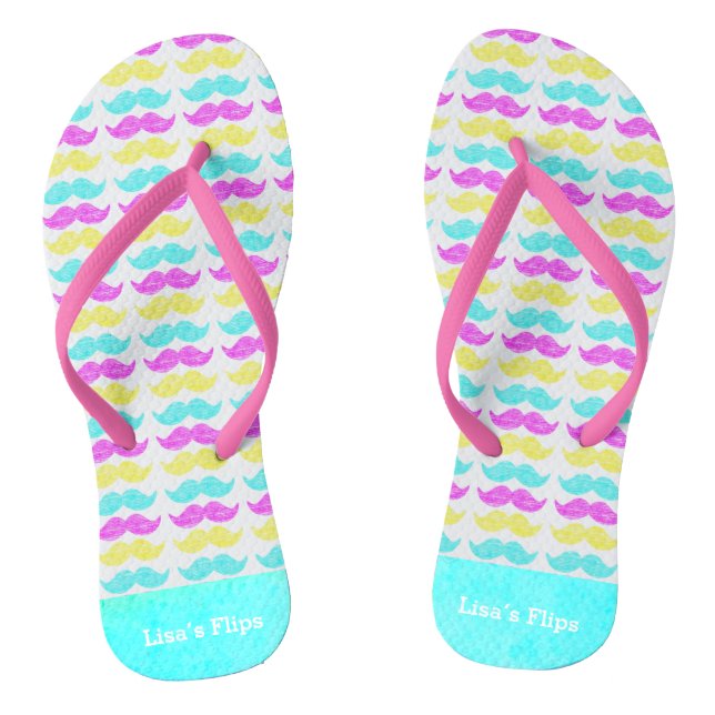 CMY Mustaches Flip Flops (Footbed)