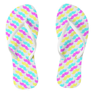 CMY Mustaches Flip Flops