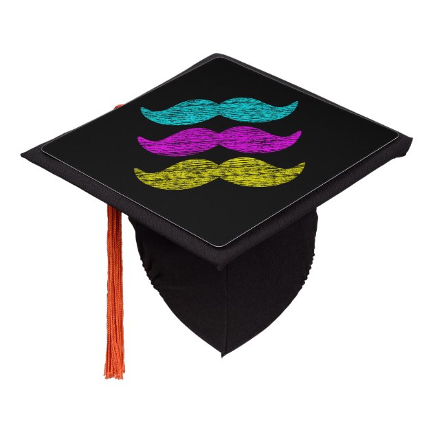CMY Mustaches Graduation Cap Topper