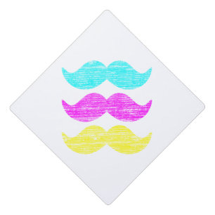 CMY Mustaches Graduation Cap Topper