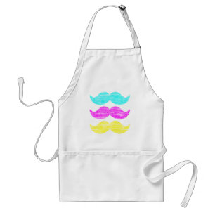 CMY Mustaches (letterpress style) Adult Apron