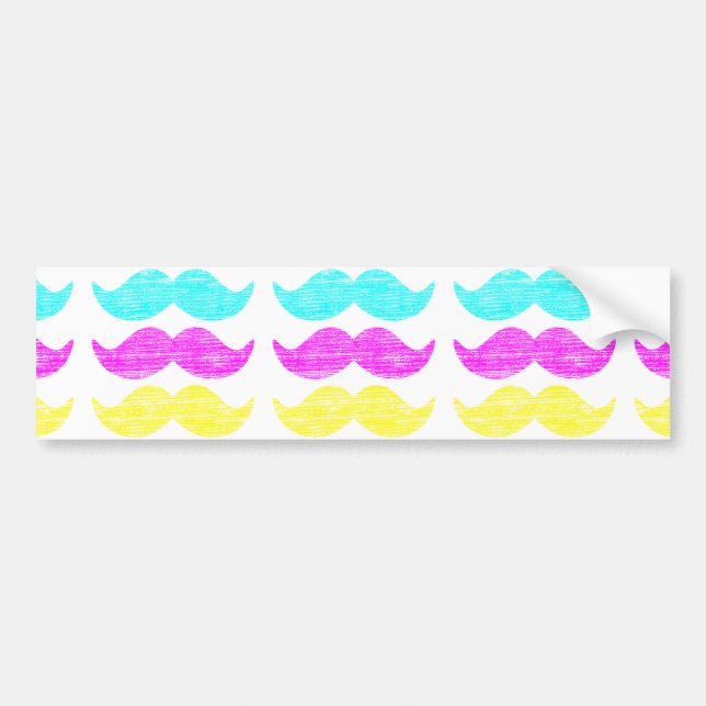 CMY Mustaches (letterpress style) Bumper Sticker (Front)