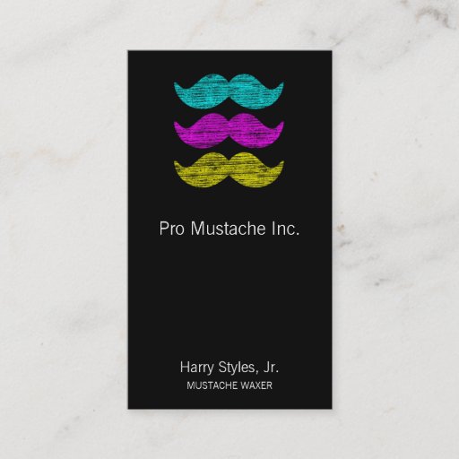 Customizable CMY Mustaches (letterpress style) Business Card