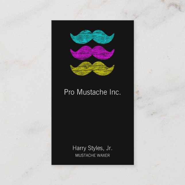 CMY Mustaches (letterpress style) Business Card (Front)