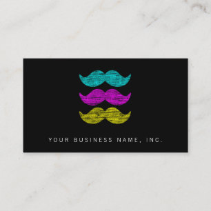 CMY Mustaches (letterpress style) Business Card