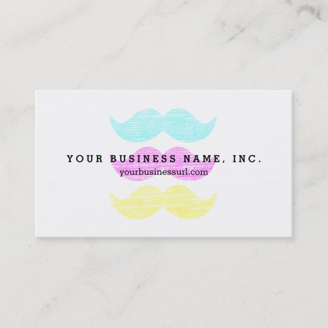 CMY Mustaches (letterpress style) Business Card (Front)