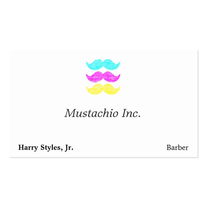 CMY Mustaches (letterpress style) Business Cards