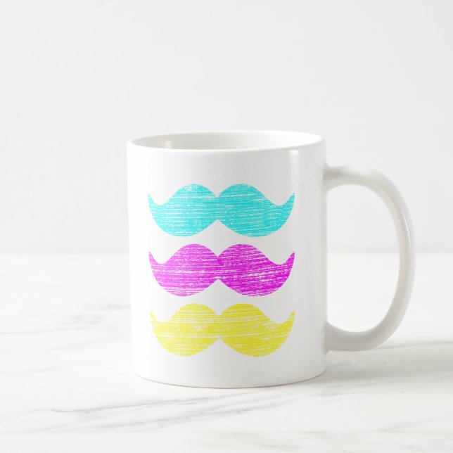 CMY Mustaches (letterpress style) Coffee Mug (Right)