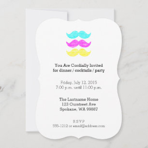 CMY Mustaches (letterpress style) Invitation