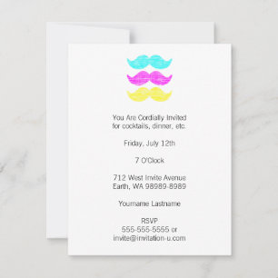 CMY Mustaches (letterpress style) Invitation