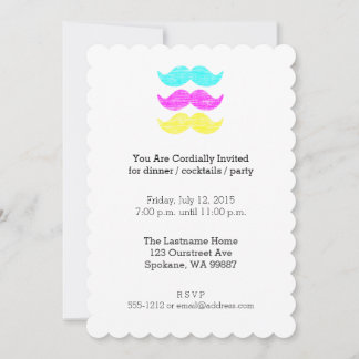 CMY Mustaches (letterpress style) Invitation