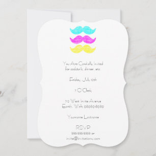 CMY Mustaches (letterpress style) Invitation
