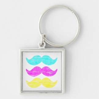 CMY Mustaches (letterpress style) Keychain