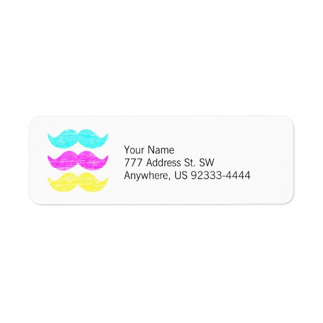 CMY Mustaches (letterpress style) Label (Front)