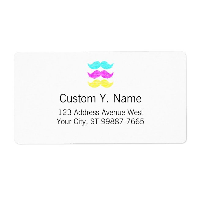 CMY Mustaches (letterpress style) Label (Front)