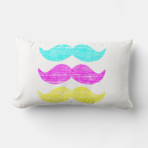 CMY Mustaches (letterpress style) Lumbar Pillow