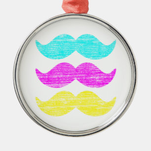CMY Mustaches (letterpress style) Metal Ornament