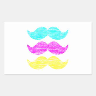 CMY Mustaches (letterpress style) Rectangular Sticker