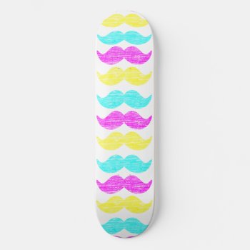 Cmy Mustaches (letterpress Style) Skateboard Deck by TerryBain at Zazzle