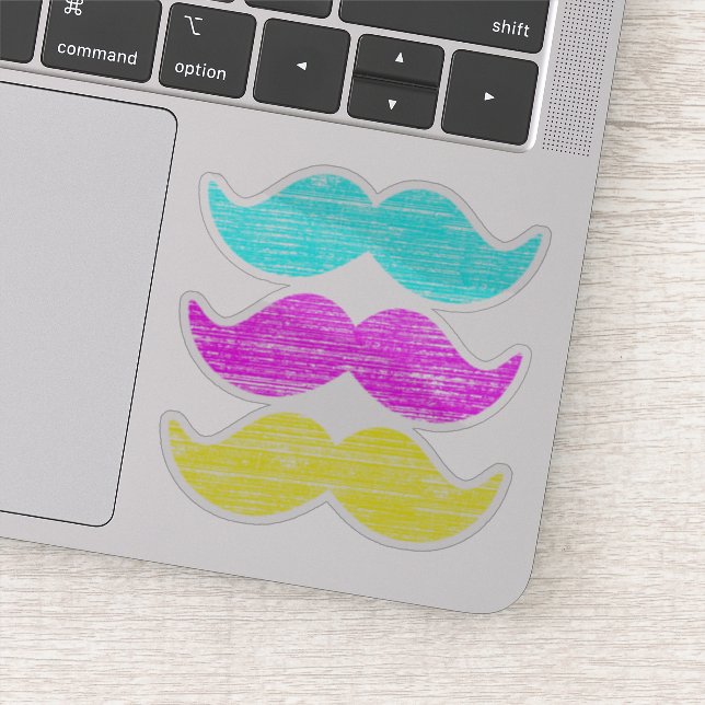 CMY Mustaches (letterpress style) Sticker (Detail)