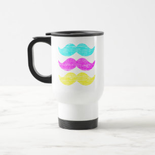 CMY Mustaches (letterpress style) Travel Mug
