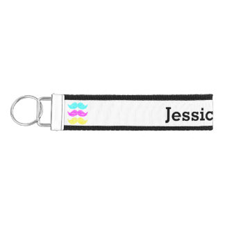CMY Mustaches (letterpress style) Wrist Keychain