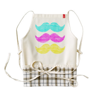 CMY Mustaches (letterpress style) Zazzle HEART Apron