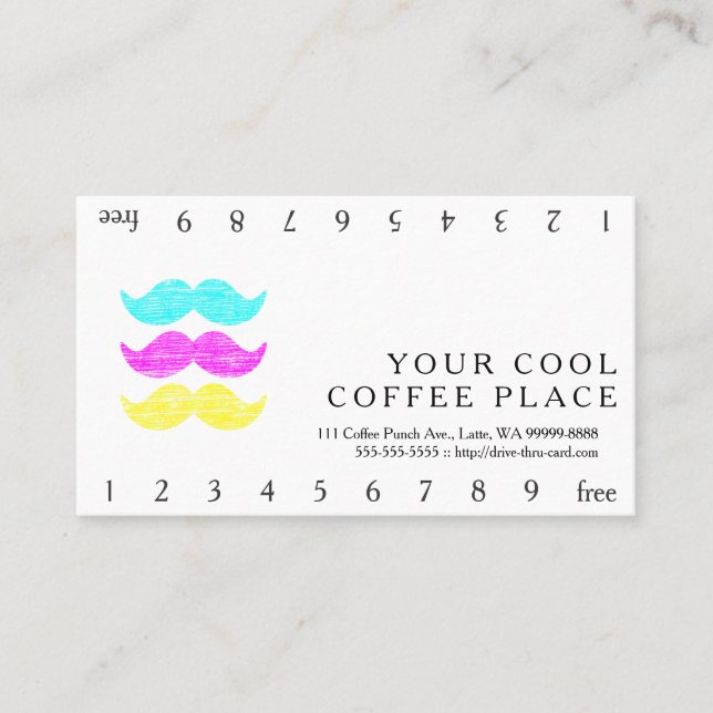 CMY Mustaches Loyalty Card (Front)